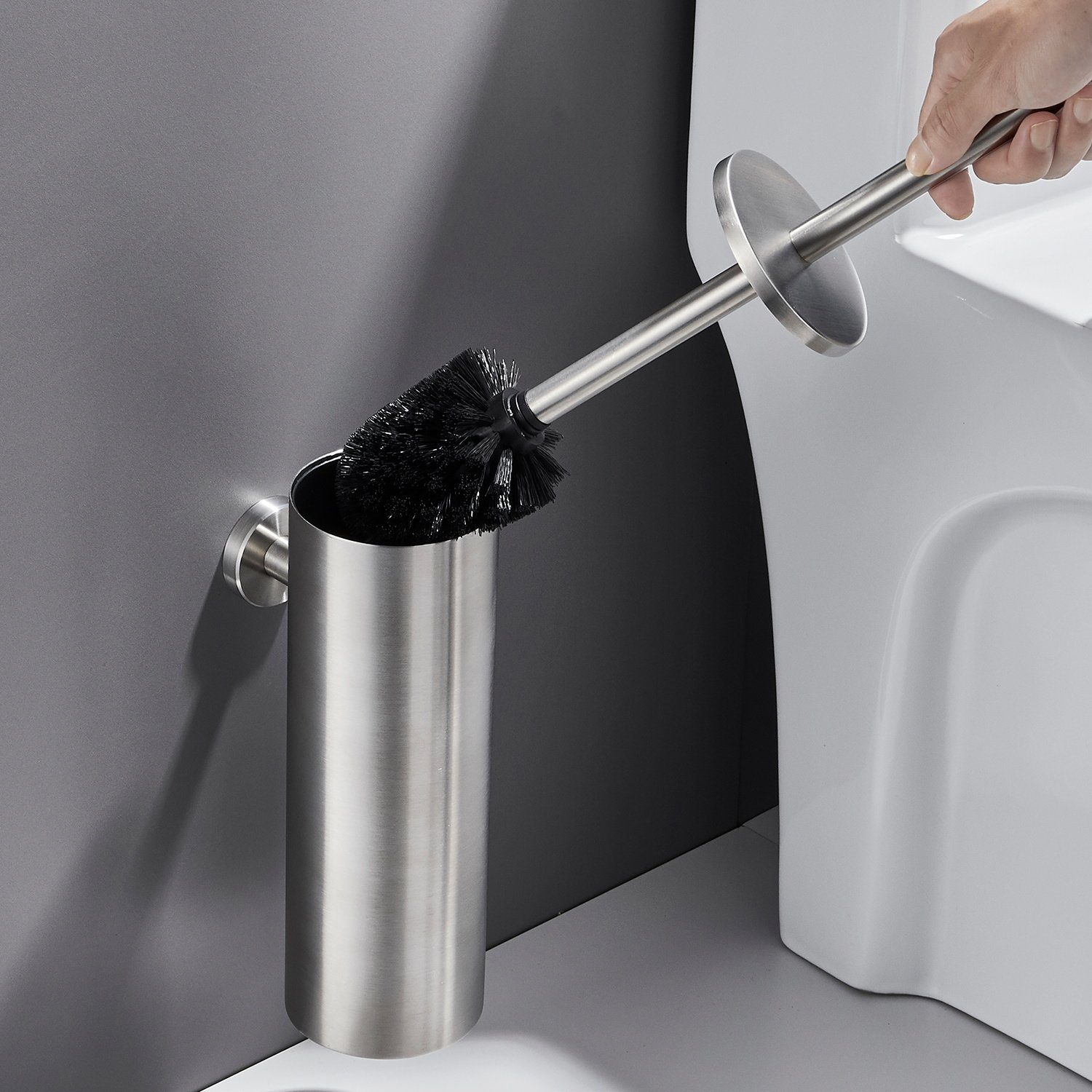 Auralum WC-Garnitur Edelstahl Toilettenbürste WC-Bürstenhalter Garnitur Wandhalter Bürste, Wandhalter Bürste Klobürste mit Wandbefestigung