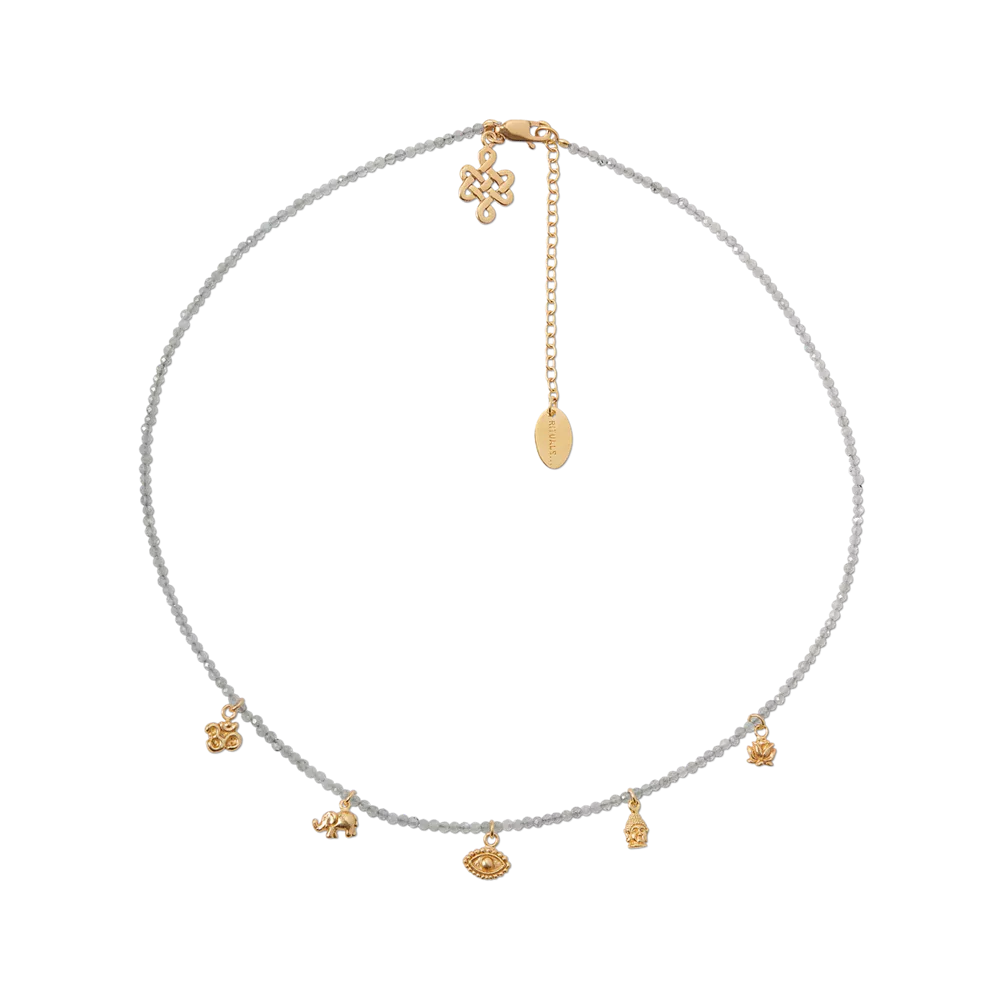 Collier pendentif House of Rituals plaqué or avec pierre précieuse