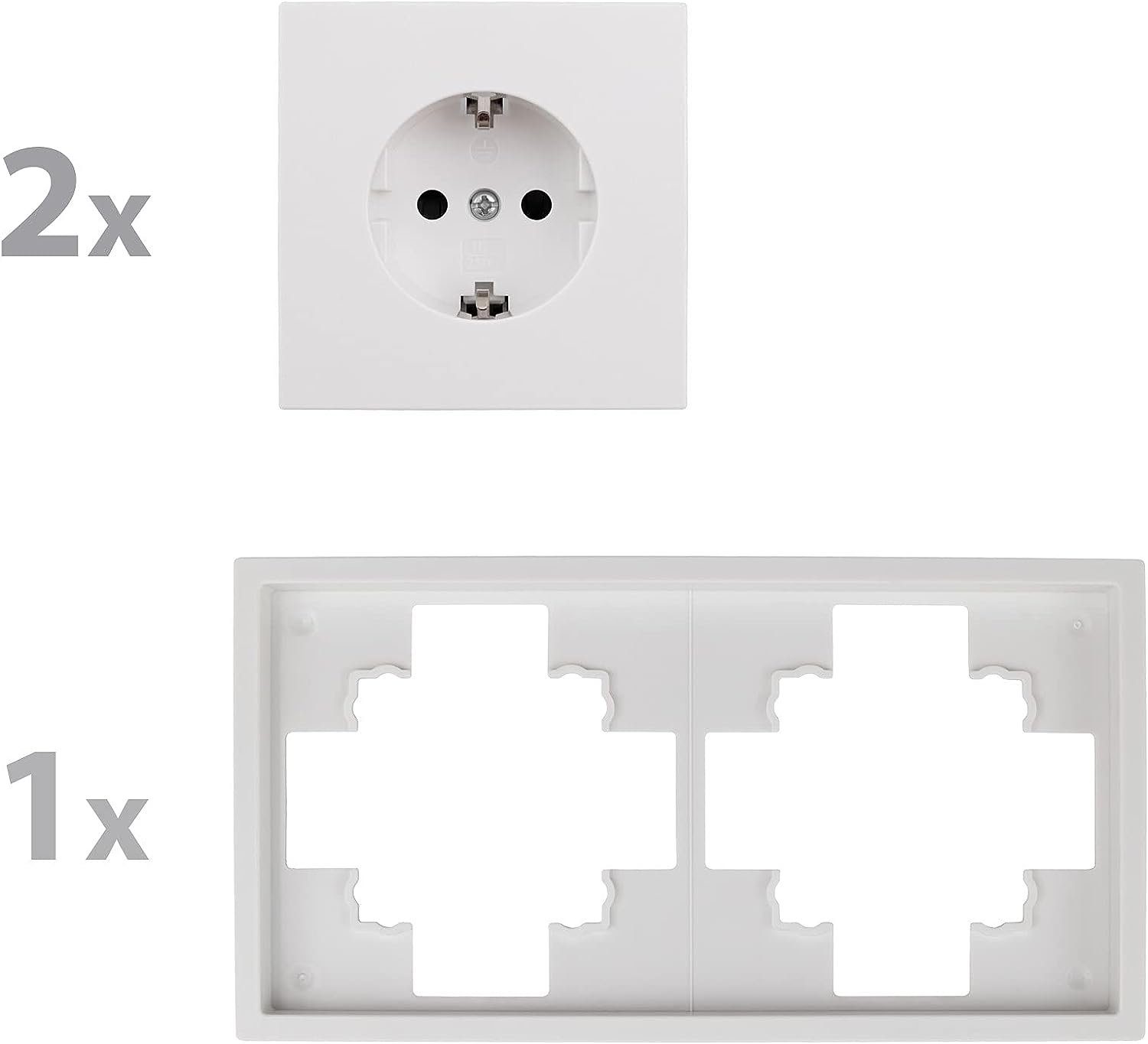 McPower Steckdose Steckdosen-Set, SHALLOW, Beginner 2S Profi, 3-teilig, Klemmanschlus