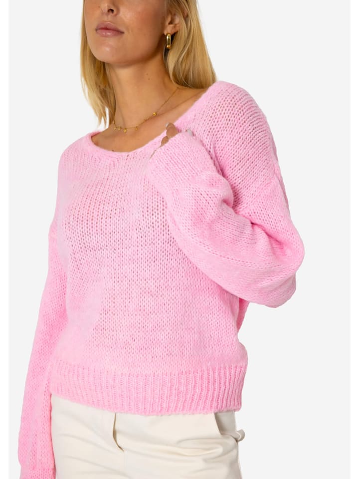 SASSYCLASSY Pullover mit V-Ausschnitt in rosa günstig kaufen