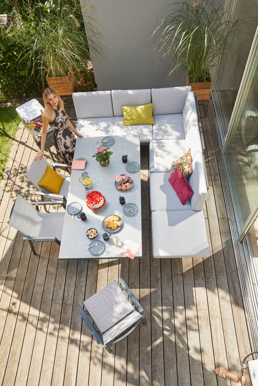 OUTDOORGartentisch X-Fuß 3D Glas