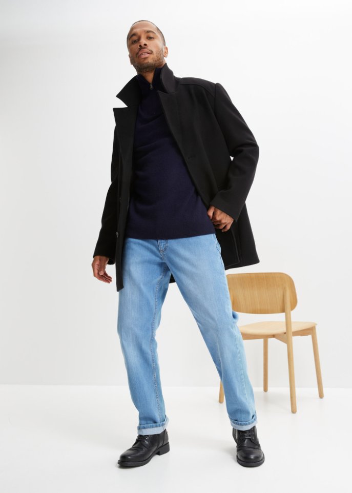 Premium Wollpullover mit Good Cashmere Standard®-Anteil, Troyerkragen