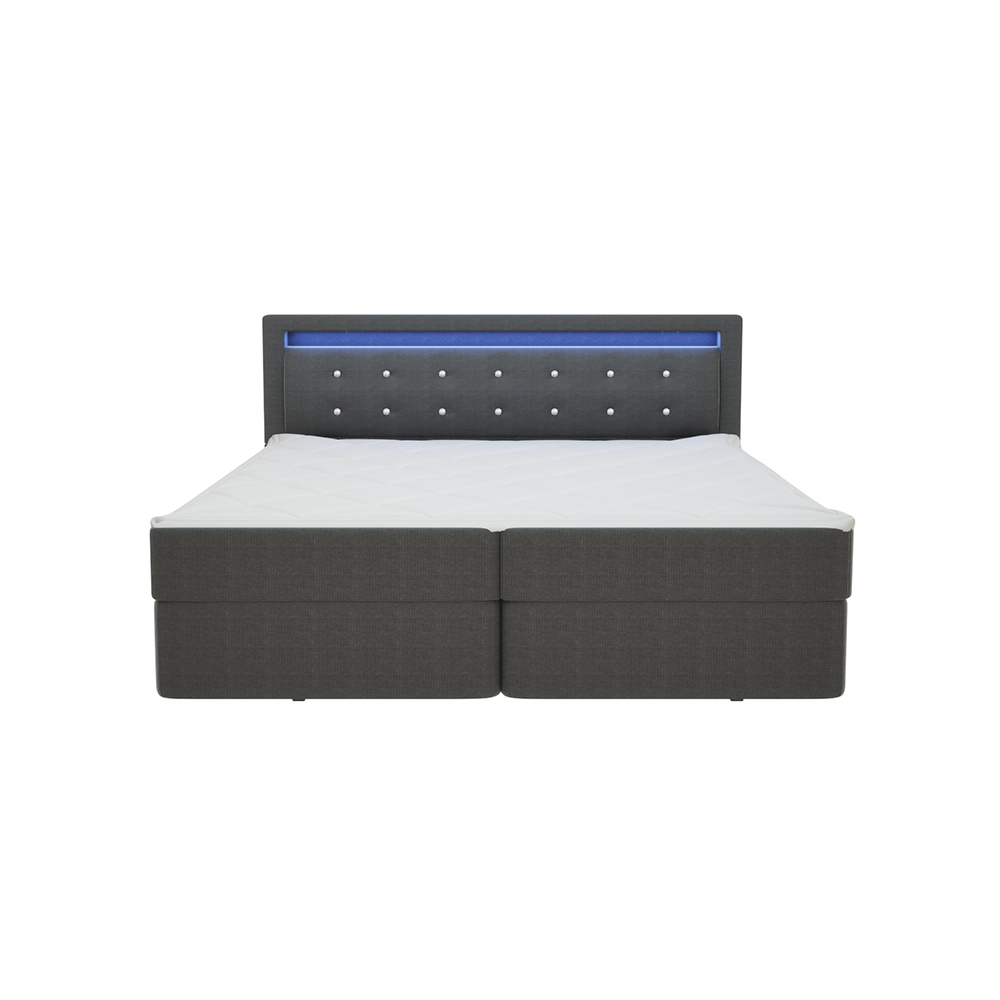 Home Deluxe HOME DELUXE Boxspringbett ZENOVA inkl, Matratze und Topper 180 x 200 cm -  Dunkelgrau H2/H3 -EOL-