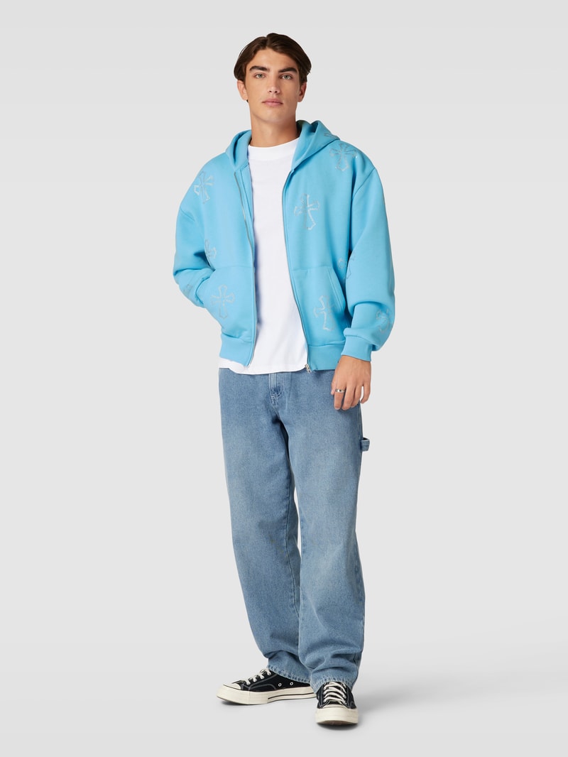 Sweatjacke mit Label-Detail in hellblau