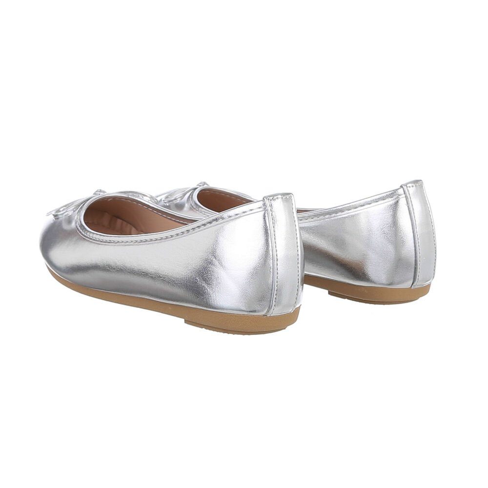 Ital-Design Damen Schlupfschuhe Freizeit Ballerina Blockabsatz Klassische Ballerinas in Silber