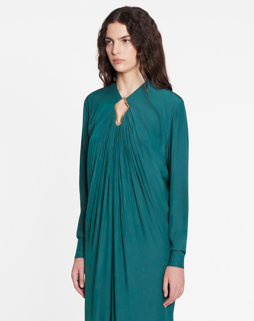 ROBE DRAPÉE À MANCHES LONGUES