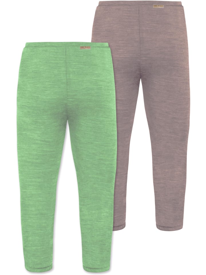Normani Outdoor Sports 2er Pack Baby Merino Unterhose mit Füßen in Rosa/Grün günstig kaufen