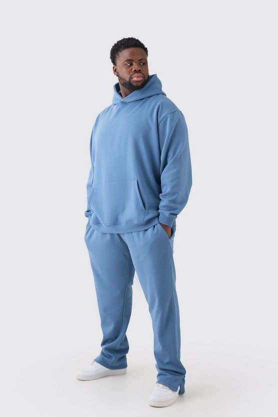 Plus kastiger Oversize Trainingsanzug mit Kapuze