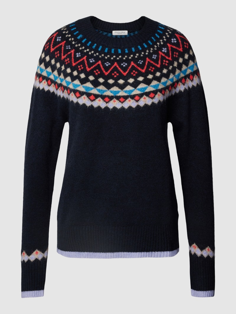 Strickpullover mit Allover-Muster in dunkelblau