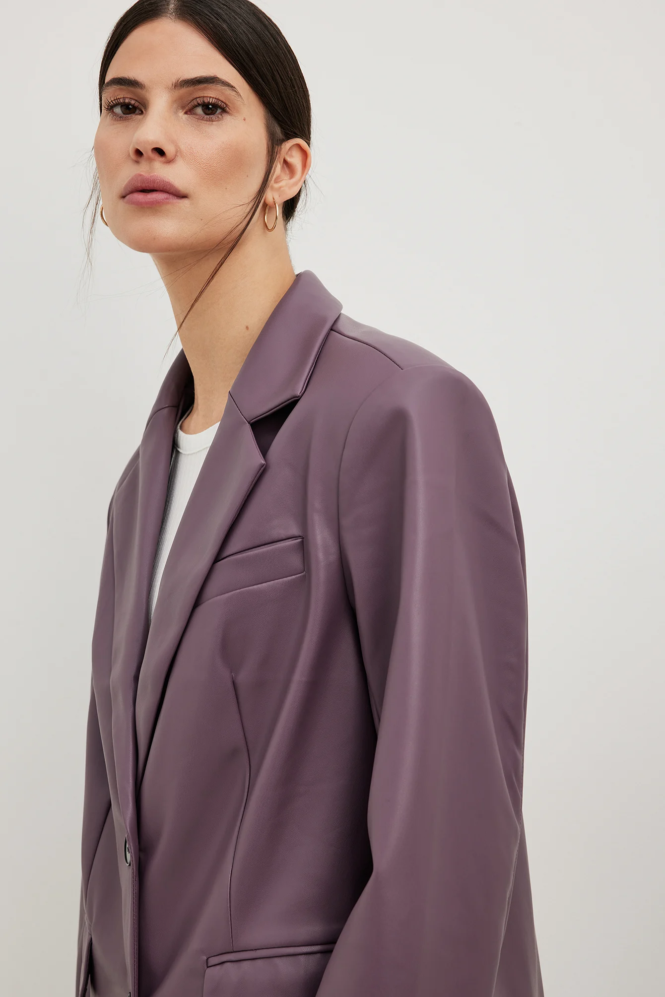 Maxi übergroßer PU-Blazer