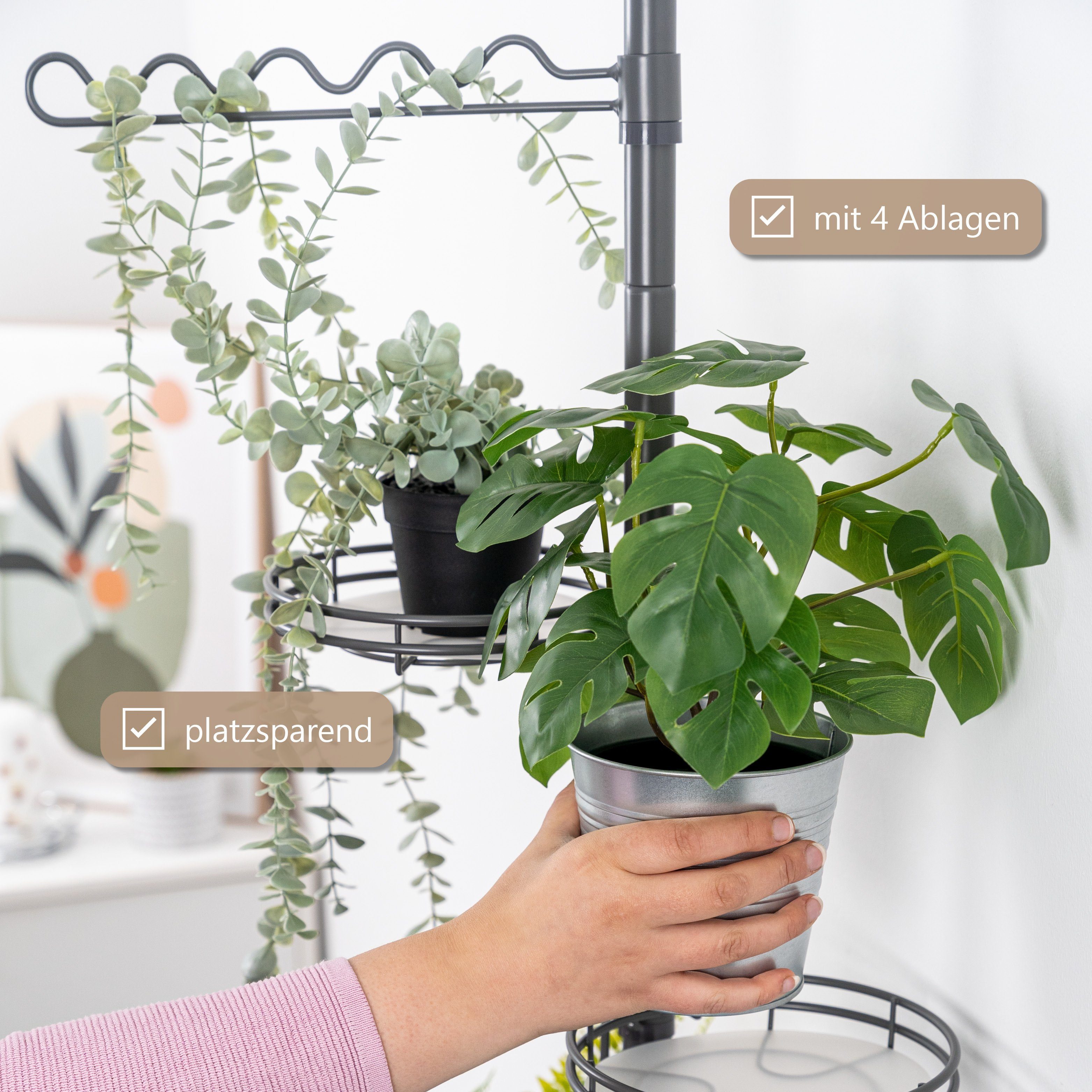 bremermann Blumenständer Teleskop-Blumenregal mit 4 Ablagen, höhenverstellbar