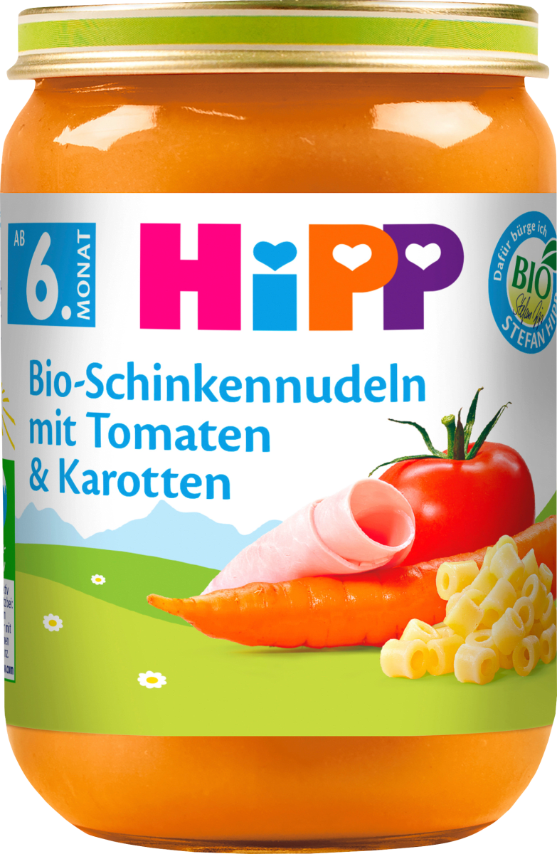 Menü Bio-Schinkennudeln mit Tomaten & Karotten ab dem 6. Monat, 190 g