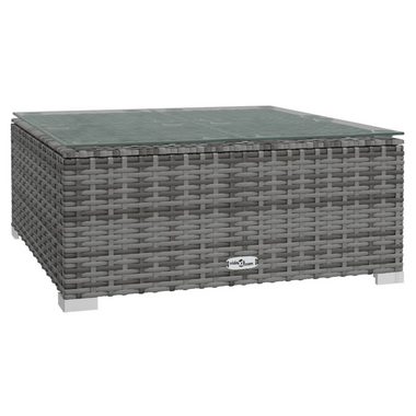 vidaXL Loungesofa Garten-Couchtisch Grau 60x60x30 cm Poly Rattan und Glas, 1 Teile