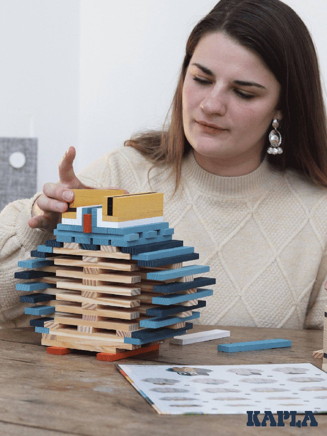 Kapla Konstruktions-Set Eule mit 120 Holzplättchen KAPLA - beige