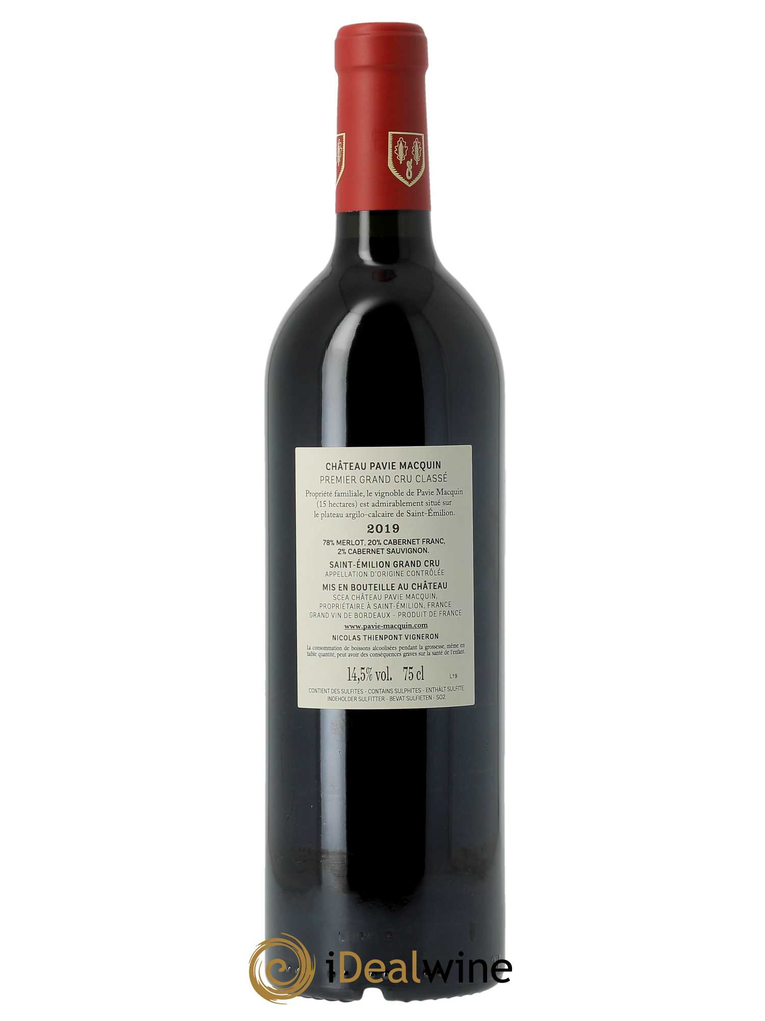 Château Pavie Macquin 1er Grand Cru Classé B (CBO à partir de 6 BTS) 2019 - Lot de 1 Bouteille