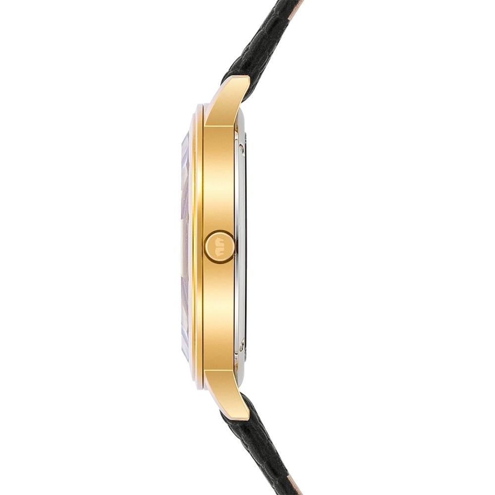 Rhodenwald & Söhne Montre à quartz Lucrezia en Or jaune Cuir véritable en Noir Montre