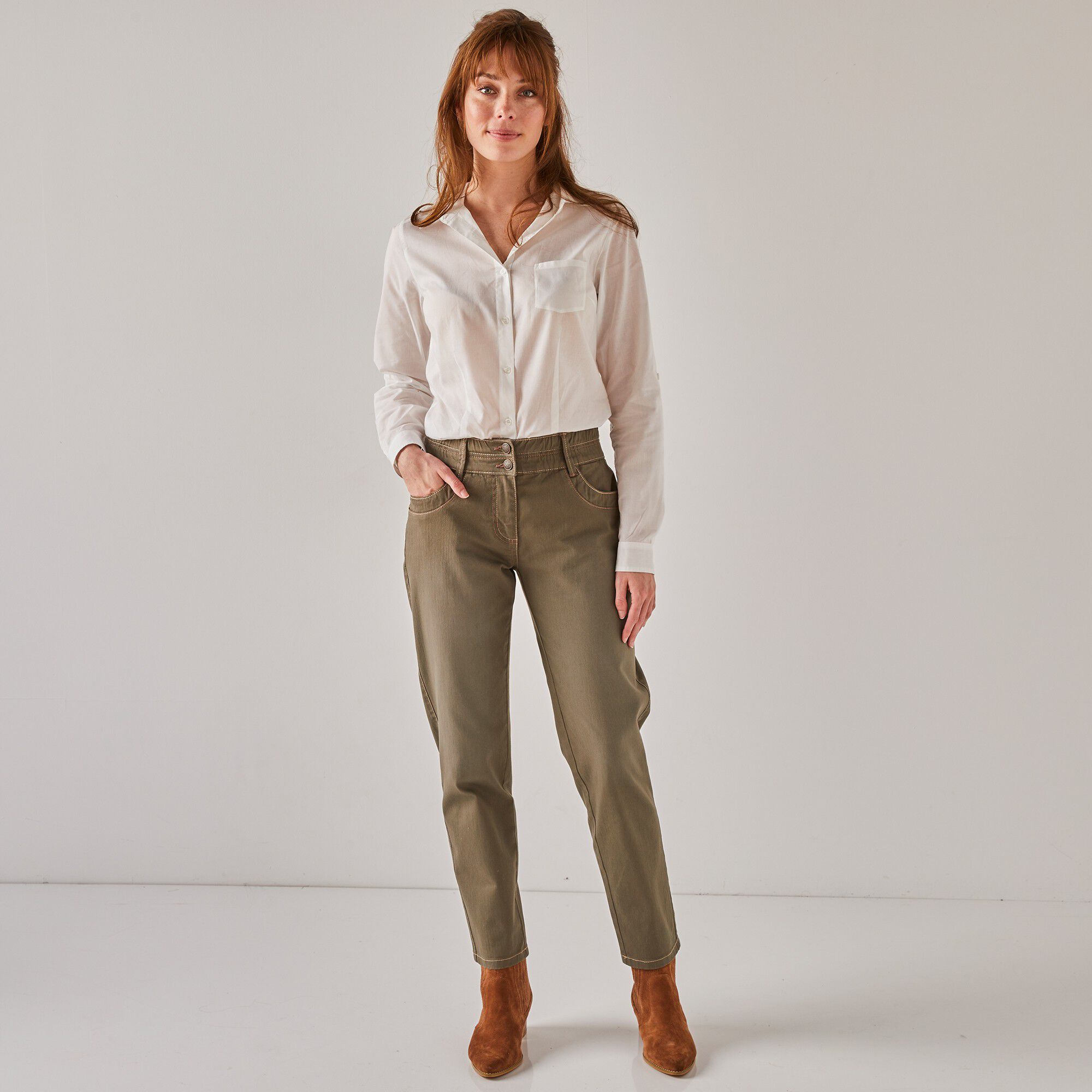 Jean mom couleur taille élastiquée