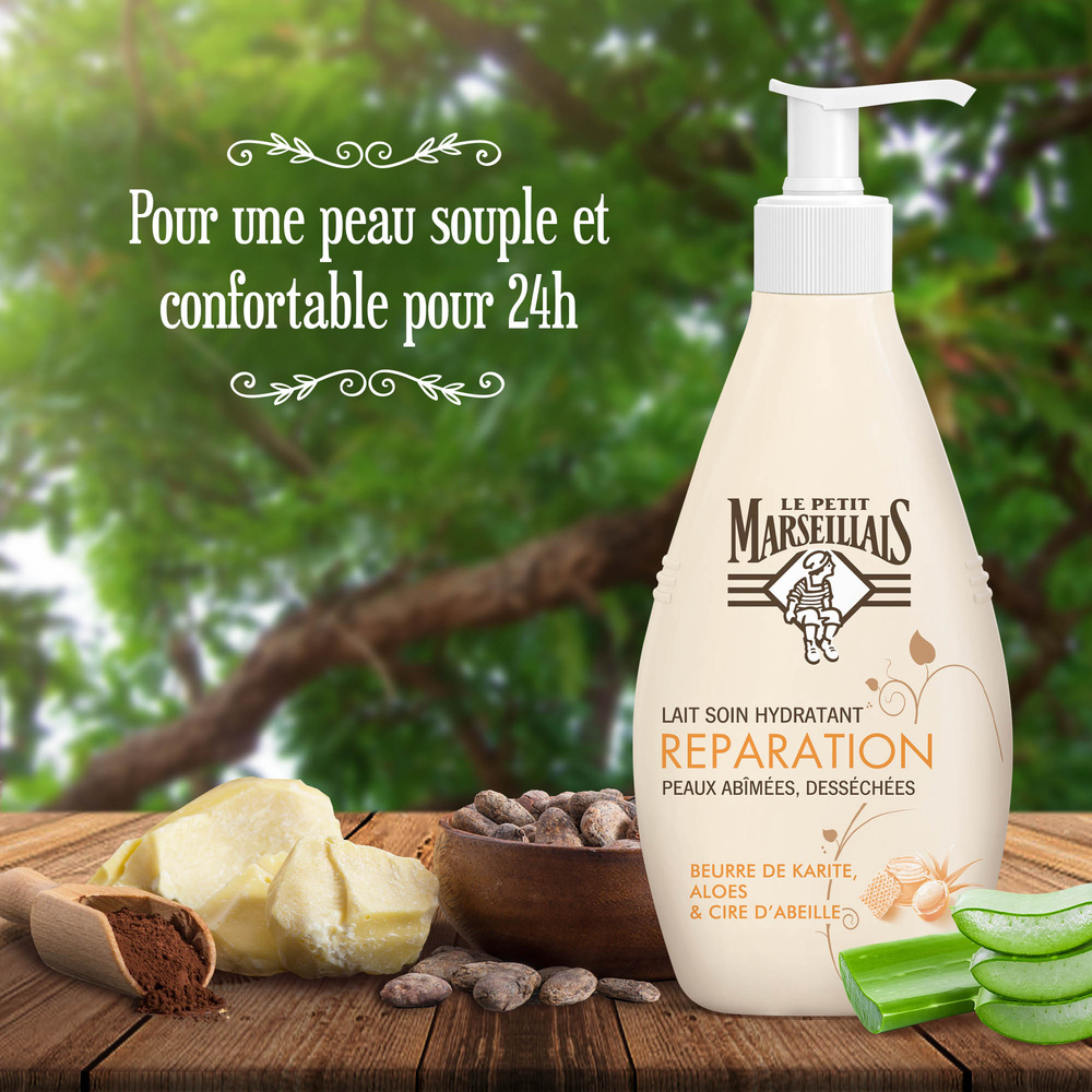 le petit marseillais Lait Corps Hydratant, Beurre de Karité,Aloes et Cire d'Abeille, 250ml Lait corps