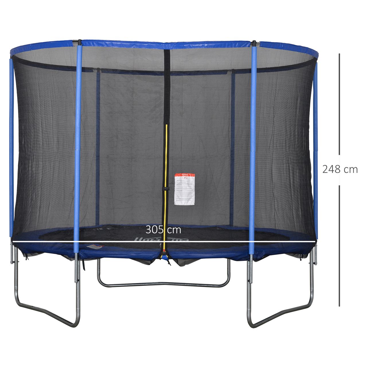 HOMCOM Trampolin mit Sicherheitsnetz Gartentrampolin für Innen- und Außenbereich Blau Schwarz bis 113,6 kg Ø305 x 248H cm