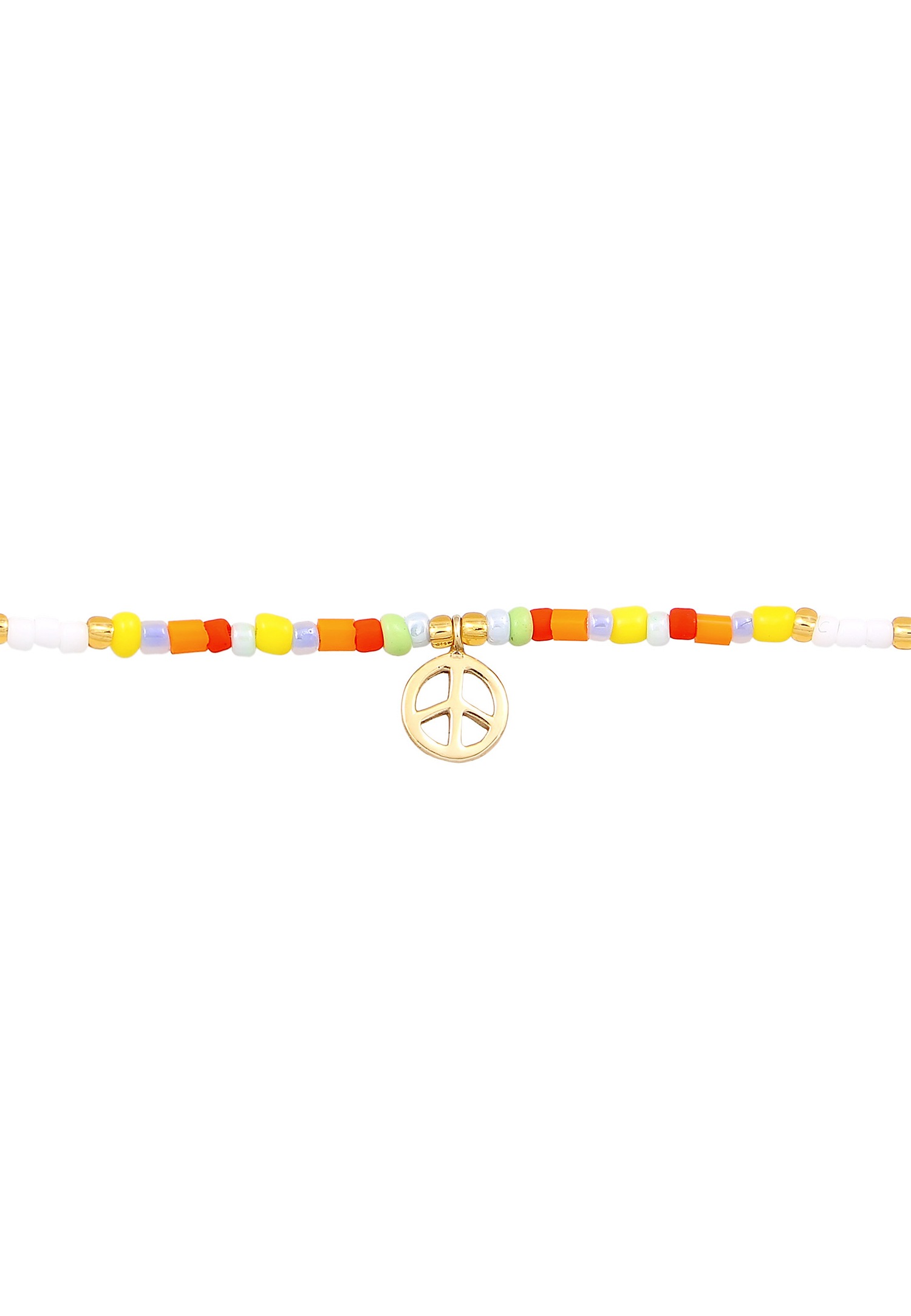 Gargantilla Elli para mujer con colgante de paz y cuentas estilo boho en plata de ley 925 chapada en oro.