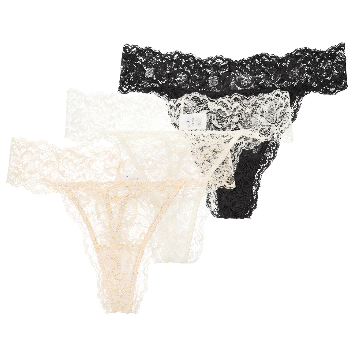 3 Damen Strings aus floraler Spitze