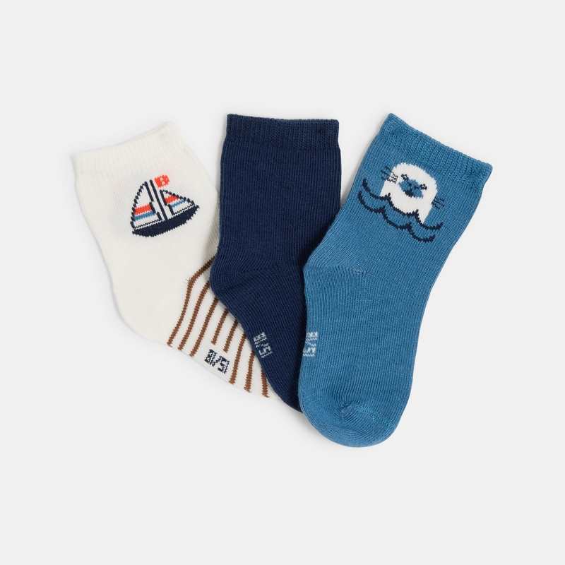 Chaussettes thème marin bébé garçon (lot de 3)