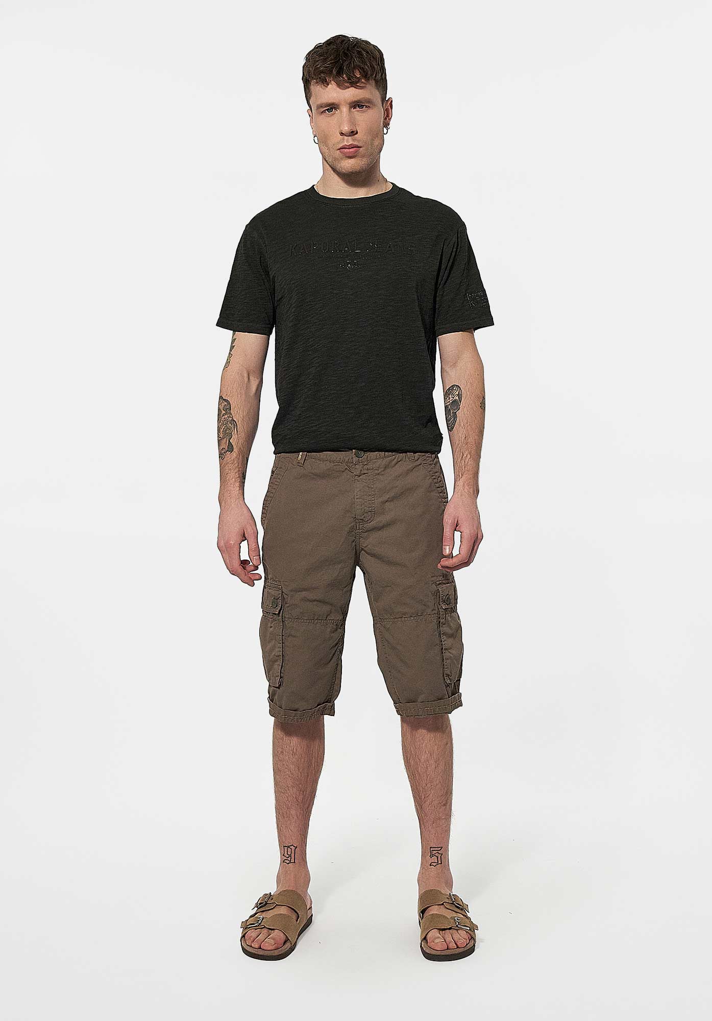 NEPAL  Bermuda cargo kaki Homme en 100% coton
