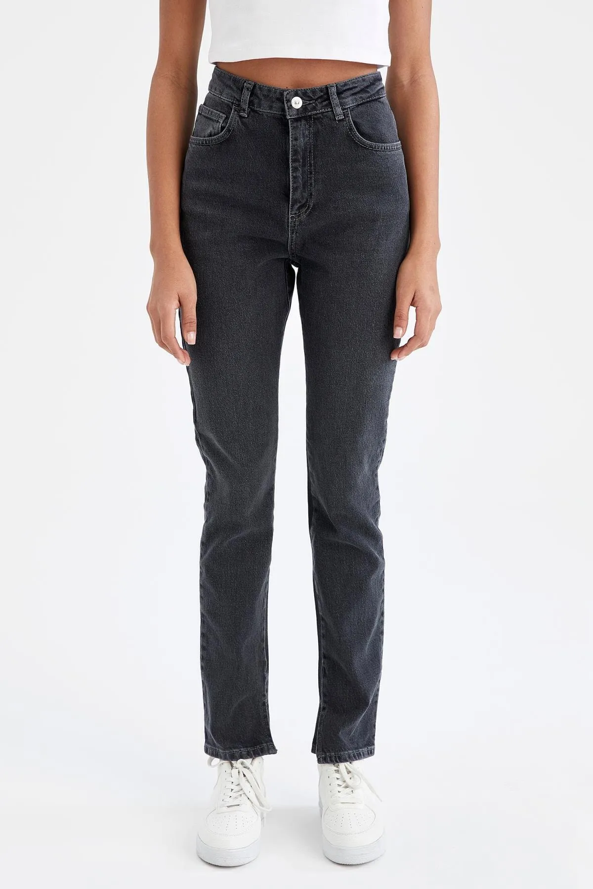 DeFacto  Slim-Jeanshose im Split-Fit mit hoher Taille und detailliertem Schlitz