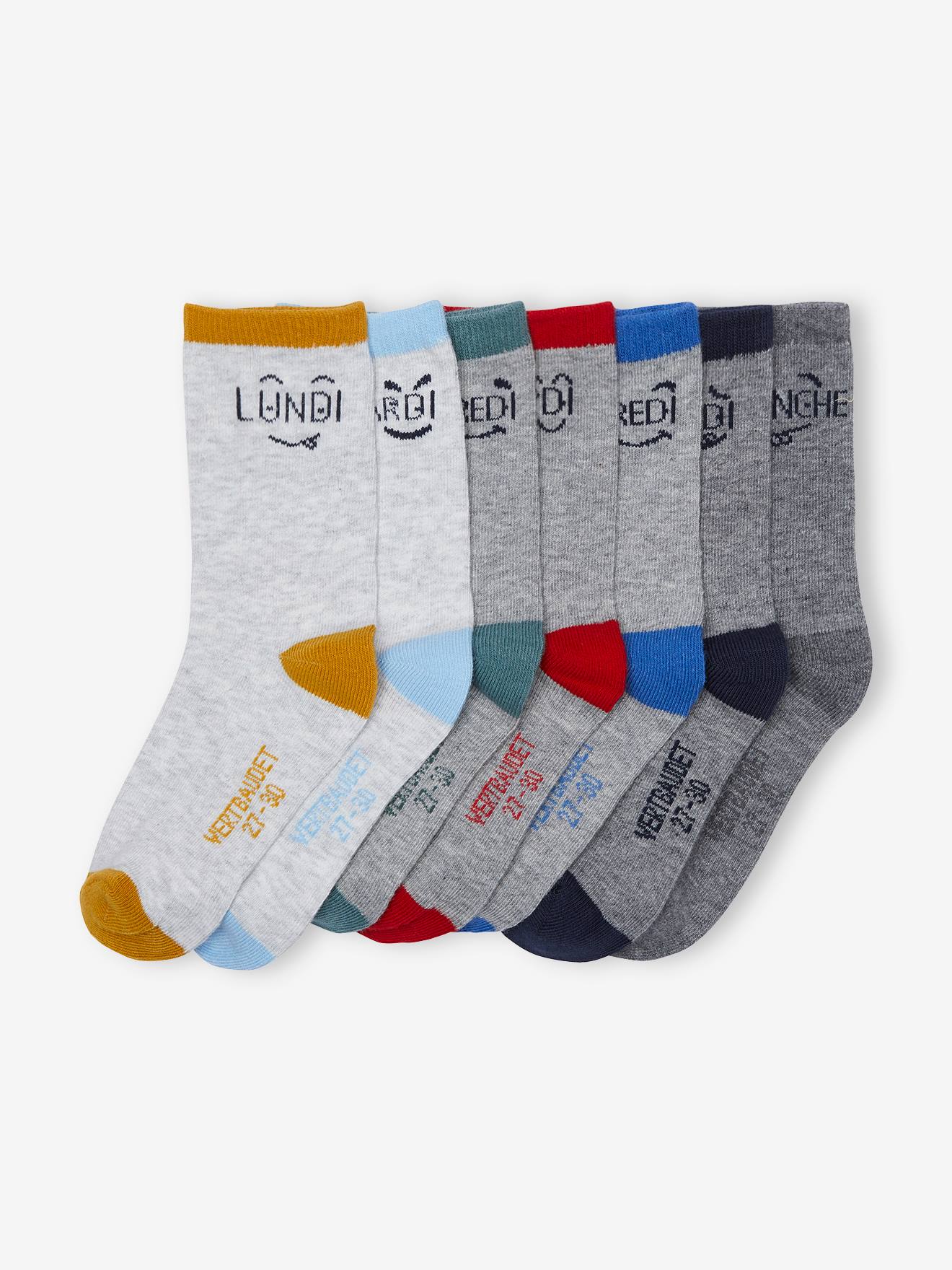 Vertbaudet 7er-Pack Kinder Socken mit Wochentag Oeko-Tex - grau meliert