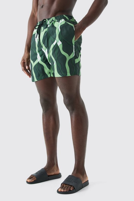 Mid Length Leaf Swim Short