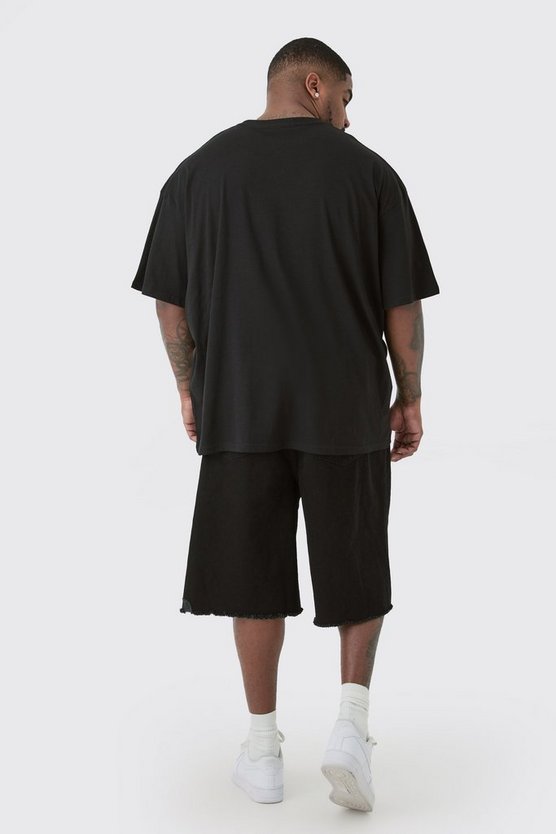Plus schwarzes Oversize T-Shirt mit floralem Print