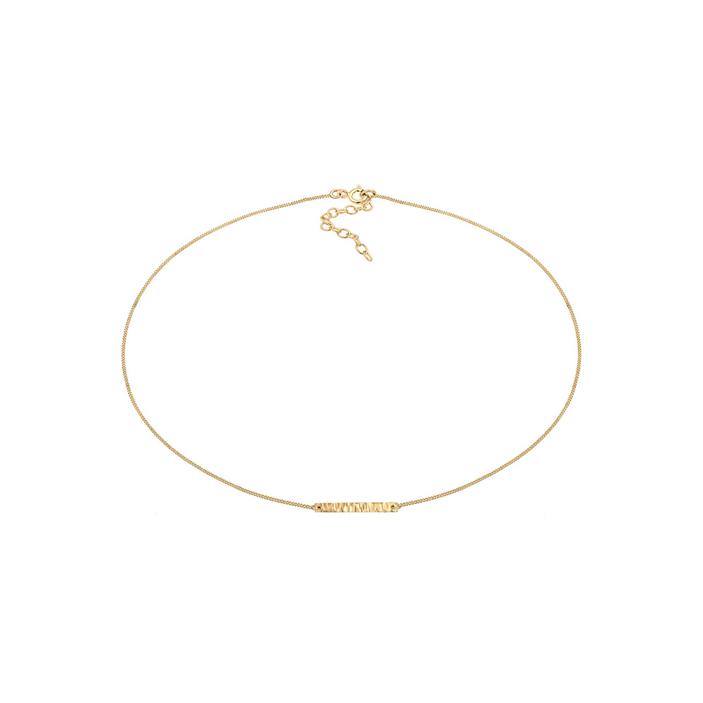 Elli Elli Collier Femmes Choker Rectangle Plaquette Martelé Géo Look en Argent Sterlin collier