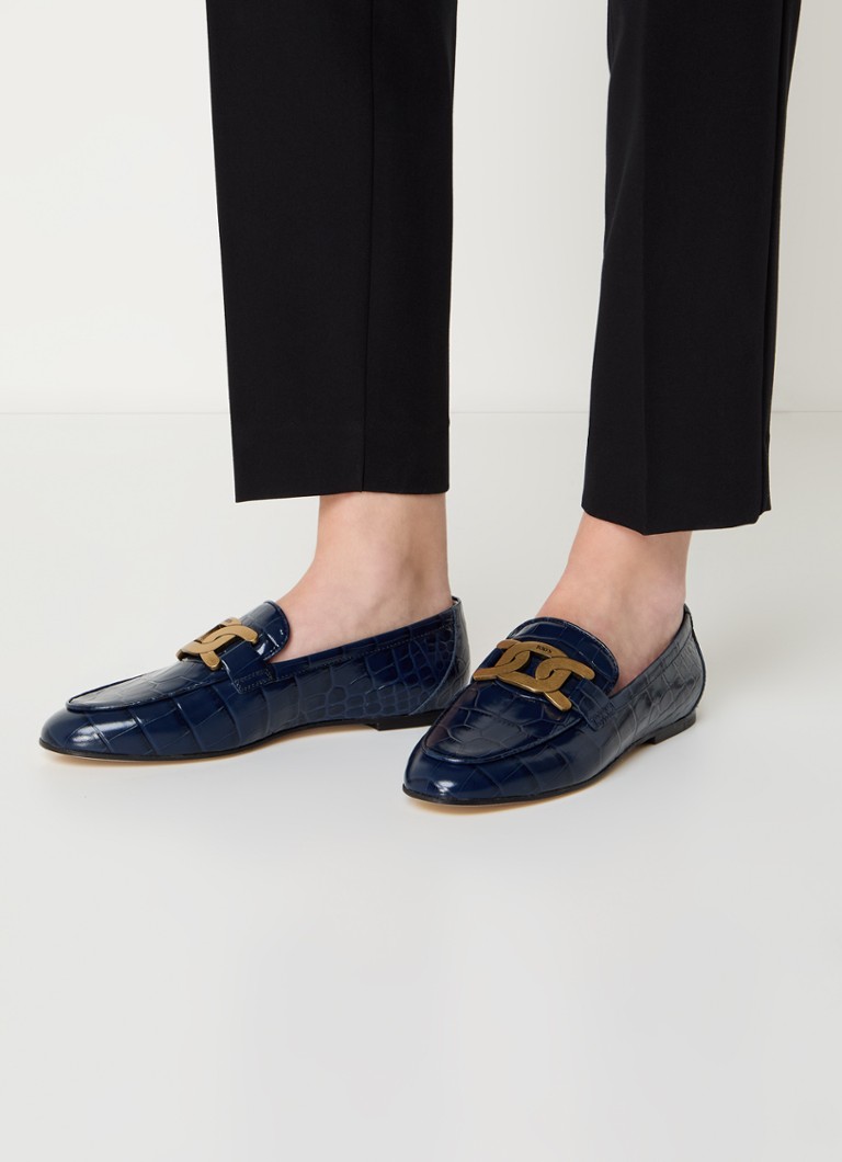 Tod's Kate calfskin loafer with croc texture