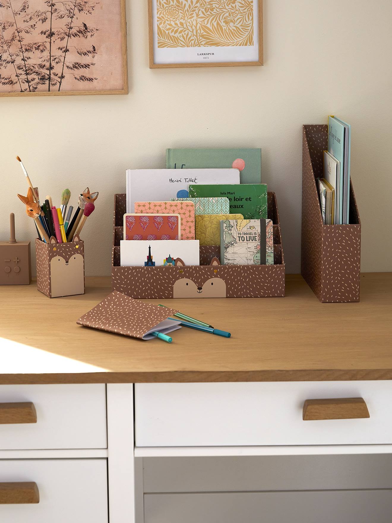 Set rangement bureau Renard terracotta