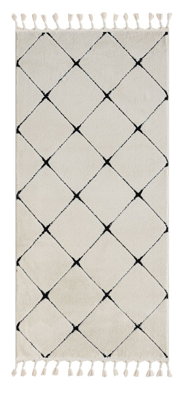 MyFlair Teppich Moroccan Unity, 100 cm x 200 cm, Farbe weiß, rechteckig, Florhöhe 19mm