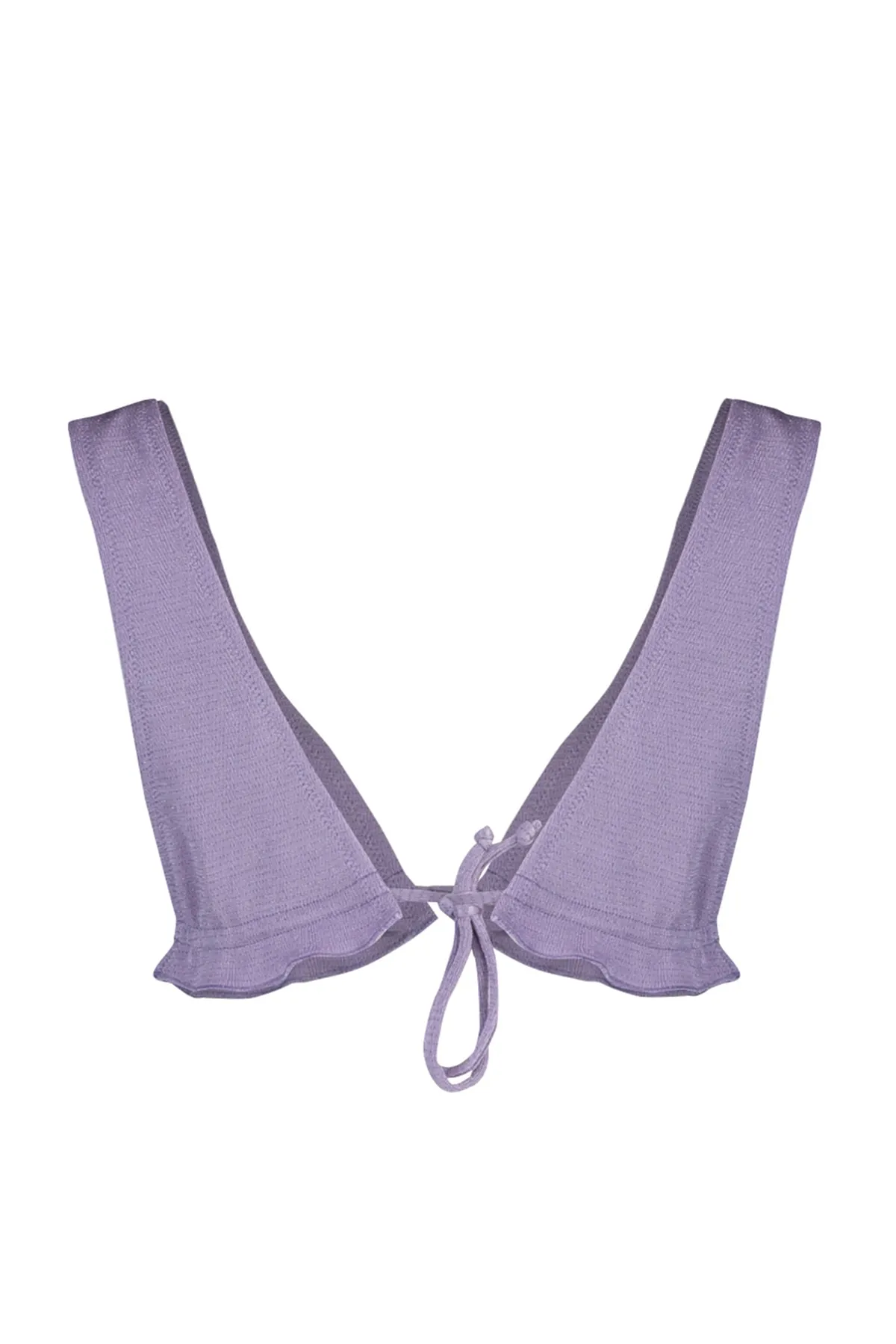 Trendyol Collection  Lilafarbenes Triangel-Bikinioberteil mit Rüschen und Glitzer TBESS23BU00114