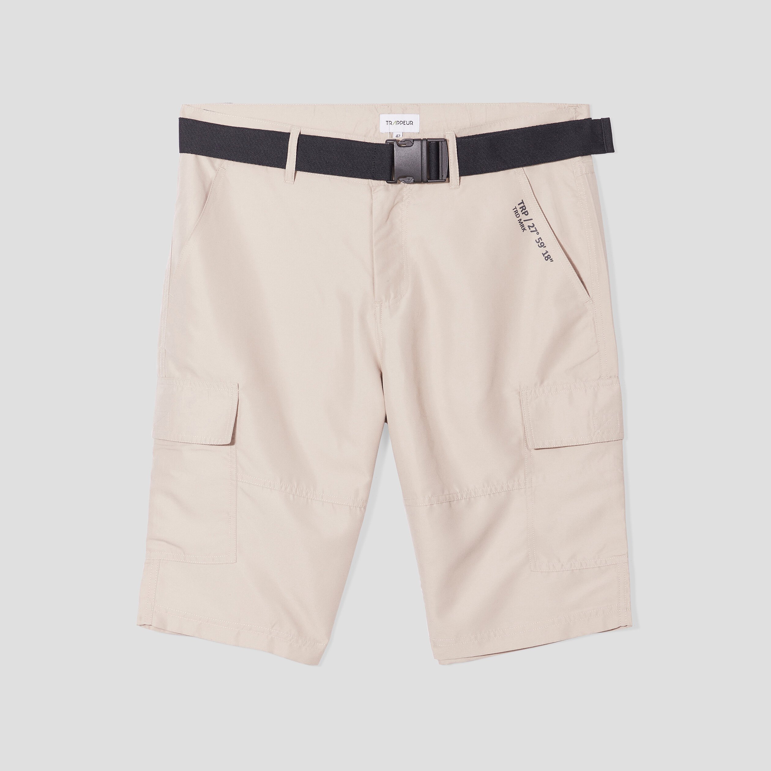 Short cargo regular stretch ceinturé beige homme | La Halle