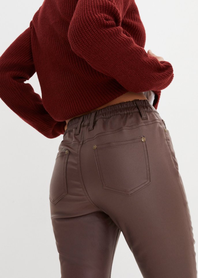 Stretch-Hose mit Beschichtung und Komfortbund, skinny