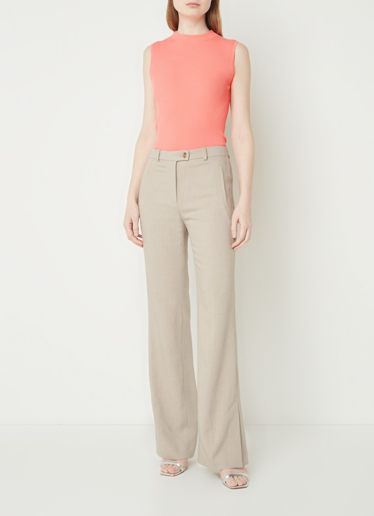 Pantaloni HUGO BOSS Terela cu talie înaltă și crăpătură