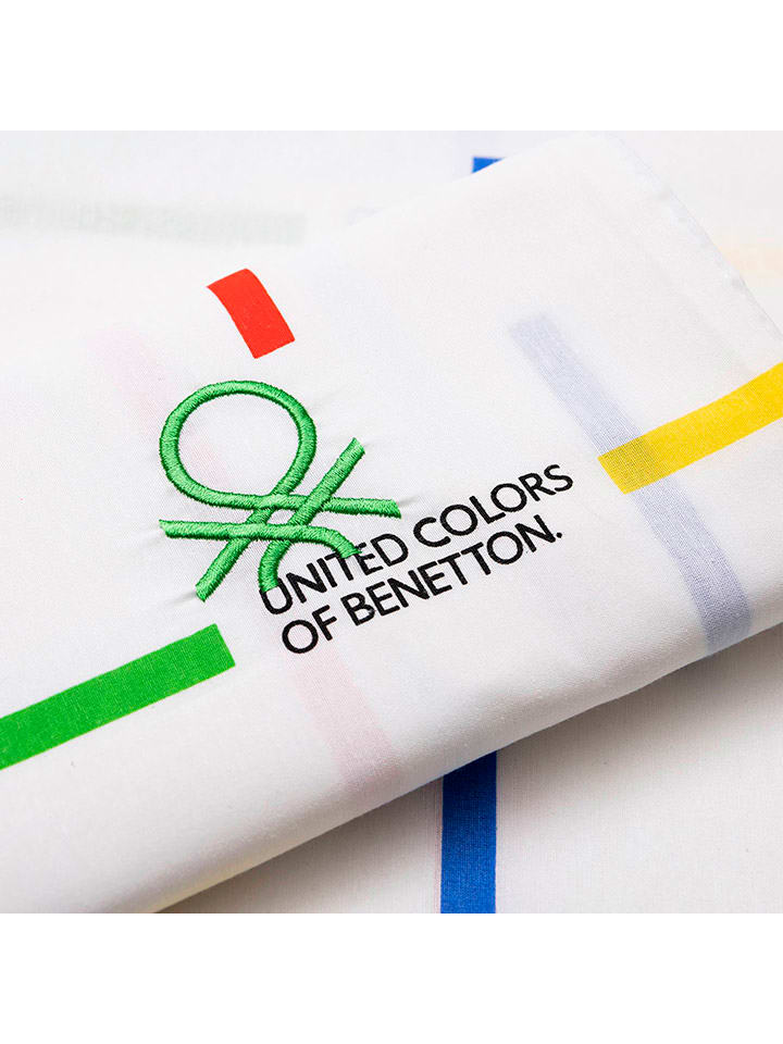 Benetton 3tlg. Bettwäsche-Set in Weiß/ Bunt günstig kaufen