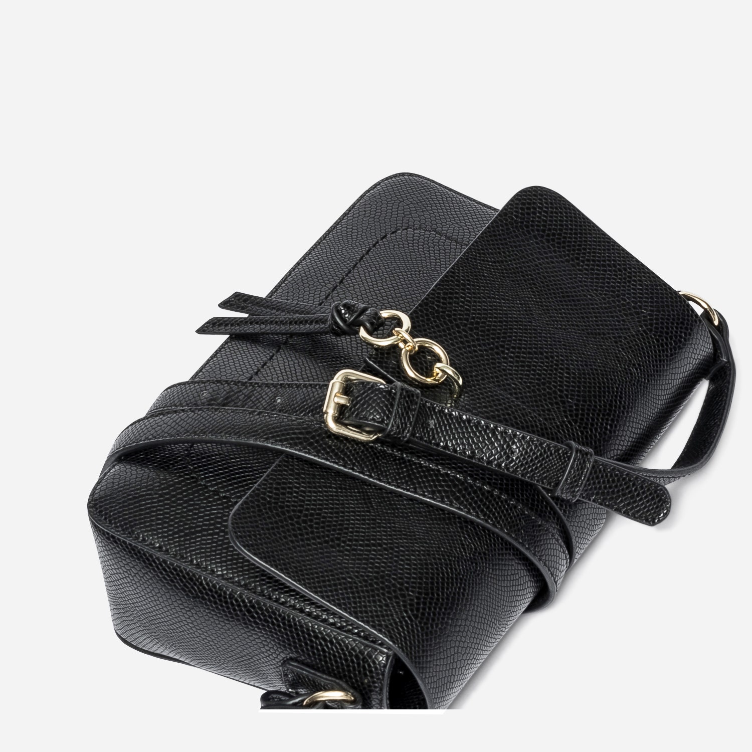 Sac bandoulière noir avec double anneaux