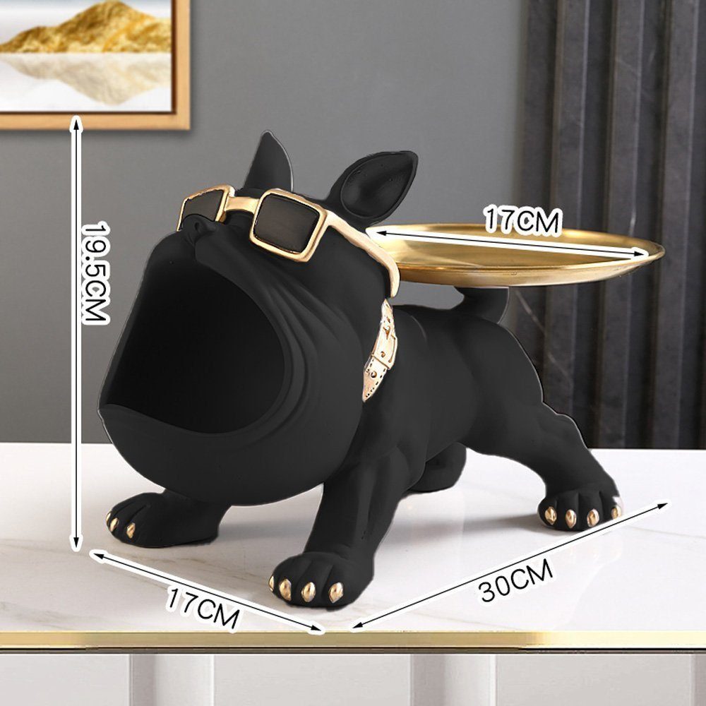LENBEST Schlüsselbrett Schlüsselbrett Bulldogge Schlüssel Schale Schmuck Aufbewahrungsbox, (1 St., Modern Skulptur Deko für Flur Wohnzimmer), ist aus haltbarem harz