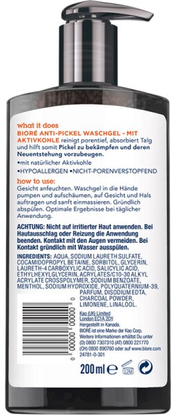 Bioré Aktivkohle Anti-Pickel Waschgel Flüssigseife