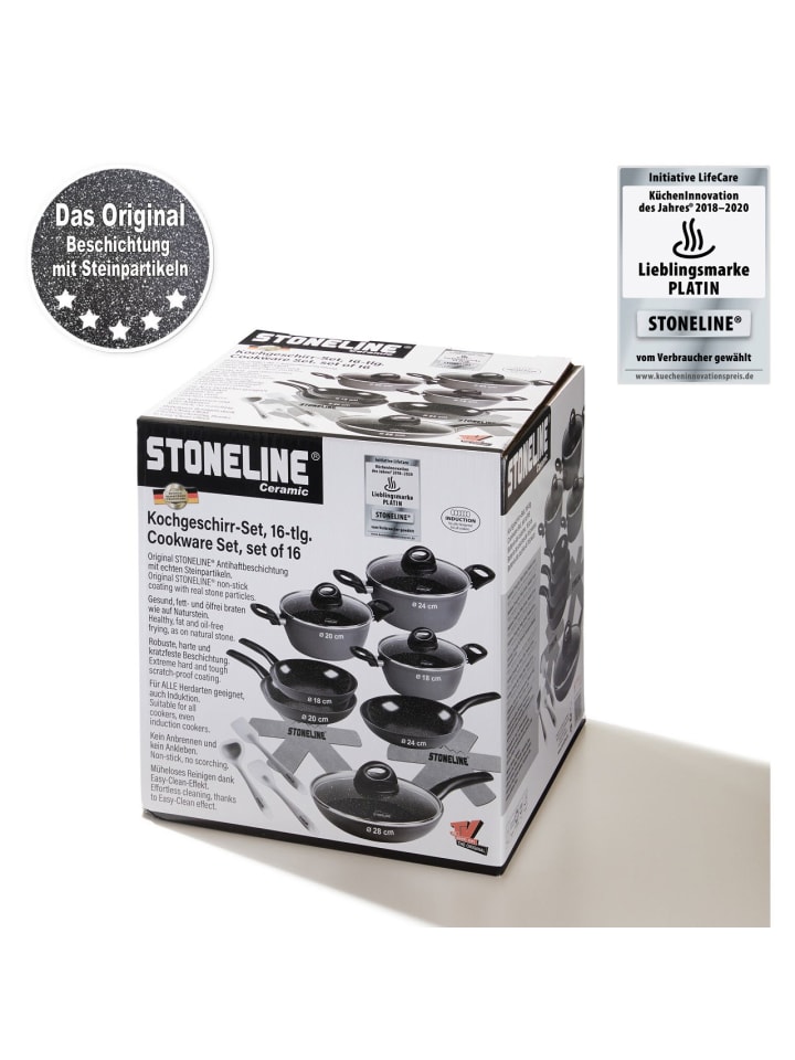 Stoneline Keramik Kochgeschirr-Set 16-teilig 18/20/24/28 | mit Deckeln in Anthrazit günstig kaufen onesize