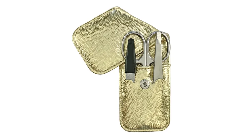 Rahmenmaniküre Etui, 3-teilig, Metallic Gelb-Gold, Glitzer metallic Gelb-Gold, Glitzer