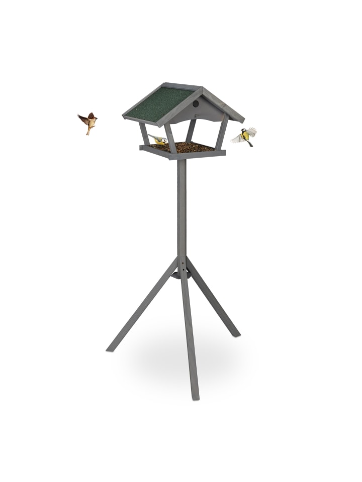 relaxdays Vogelfutterhaus in Grau/ Grün - (B)70 x (H)139 x (T)60 cm günstig kaufen onesize