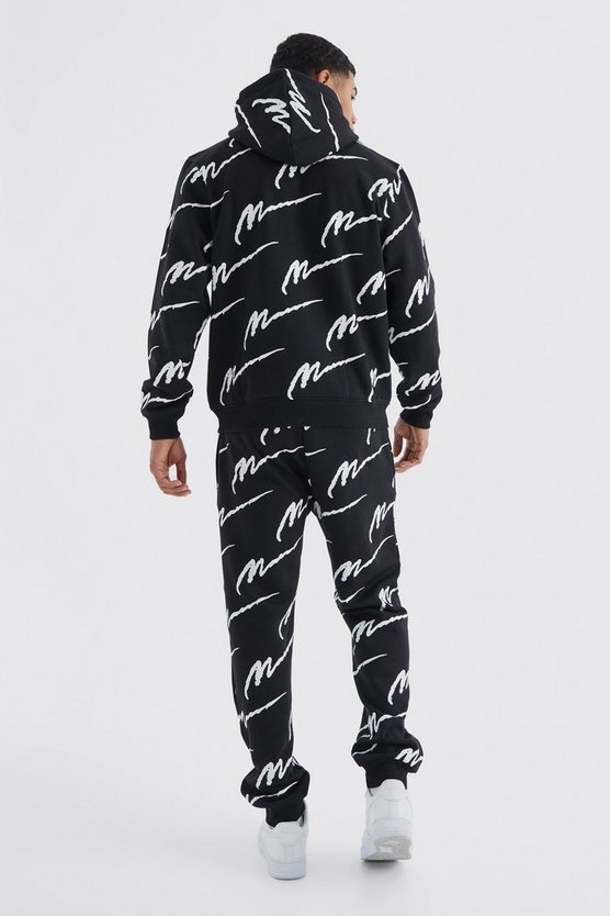 Man Signature Hoodie-Trainingsanzug mit Print