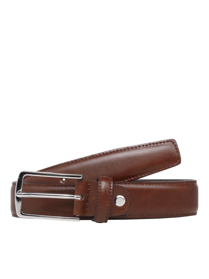 Jack & Jones Legerer Echtleder Gürtel Leather Belt JACCHRISTOPHER in Braun günstig kaufen