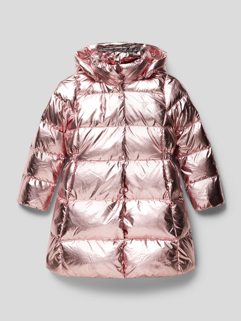 Daunenjacke mit Label-Stitching in hellrosa