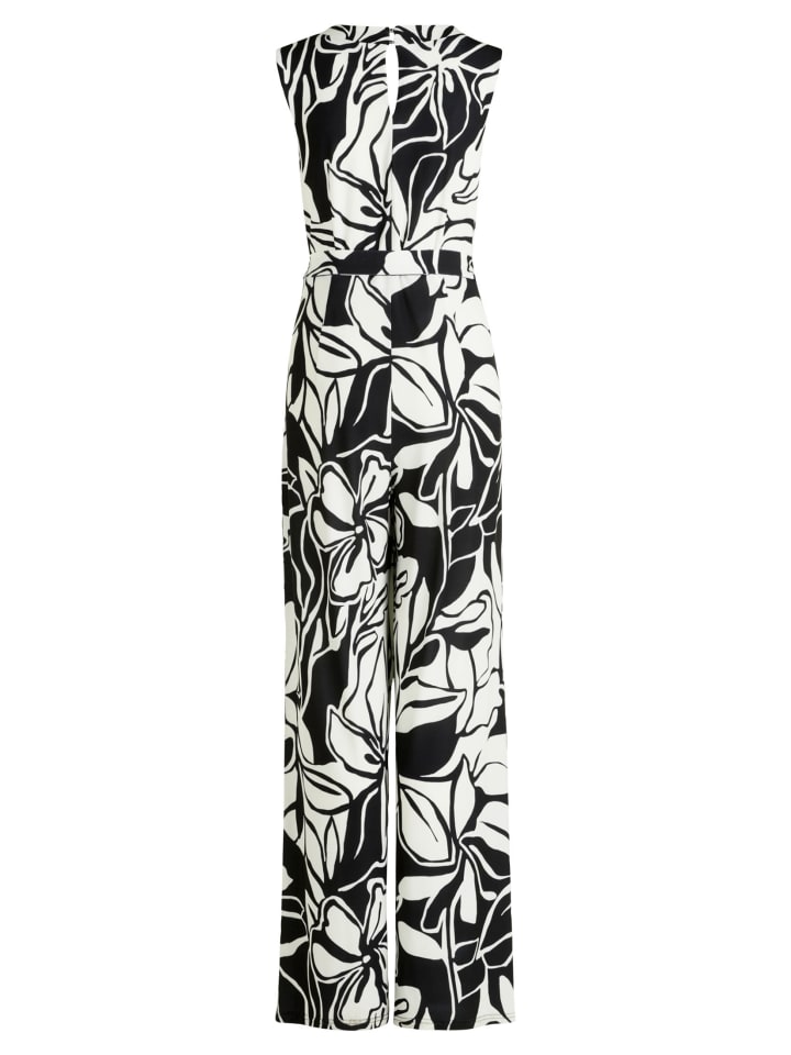 Vera Mont Jumpsuit mit Bindegürtel in Black/Nature günstig kaufen